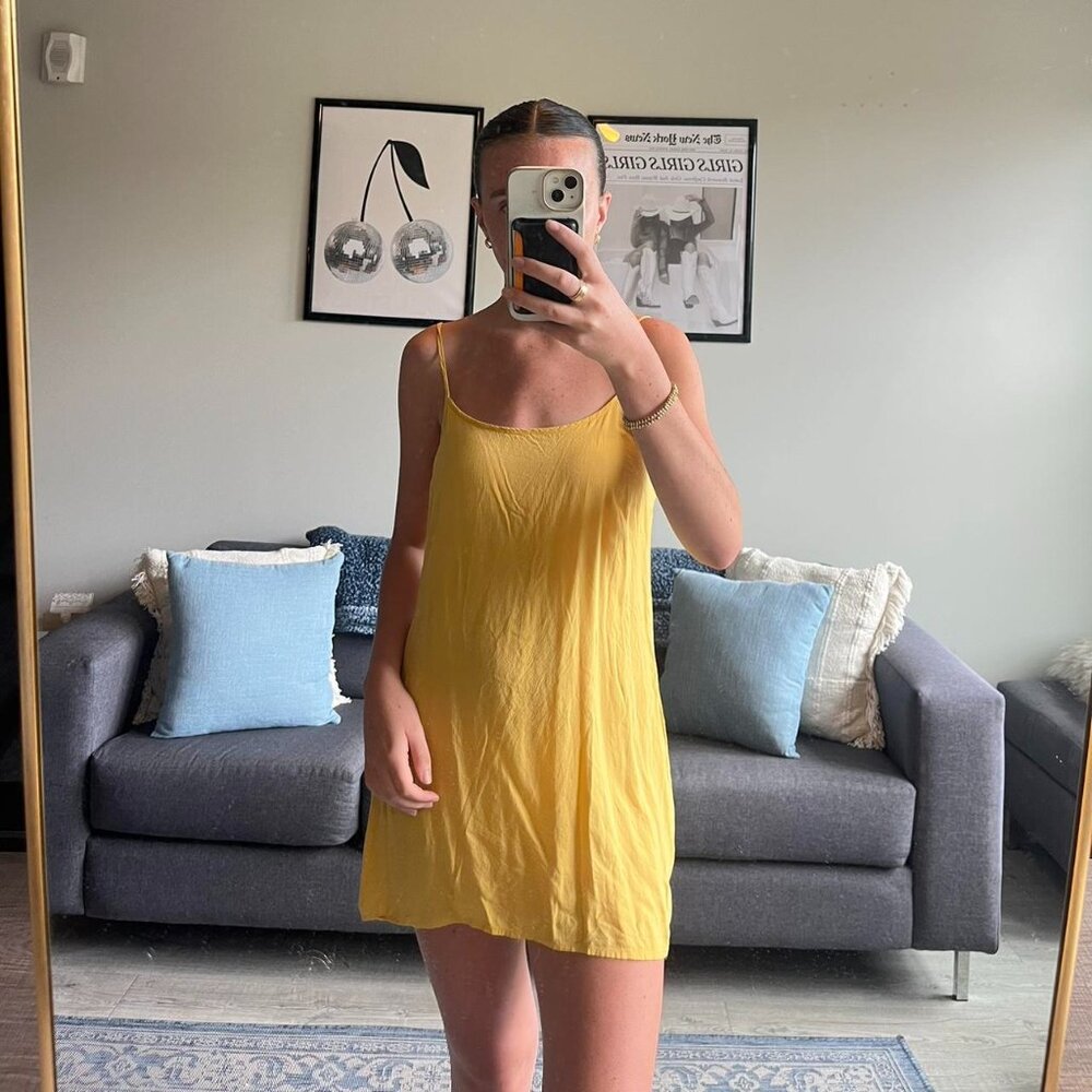 Basic yellow sun dress or cover up // Size S